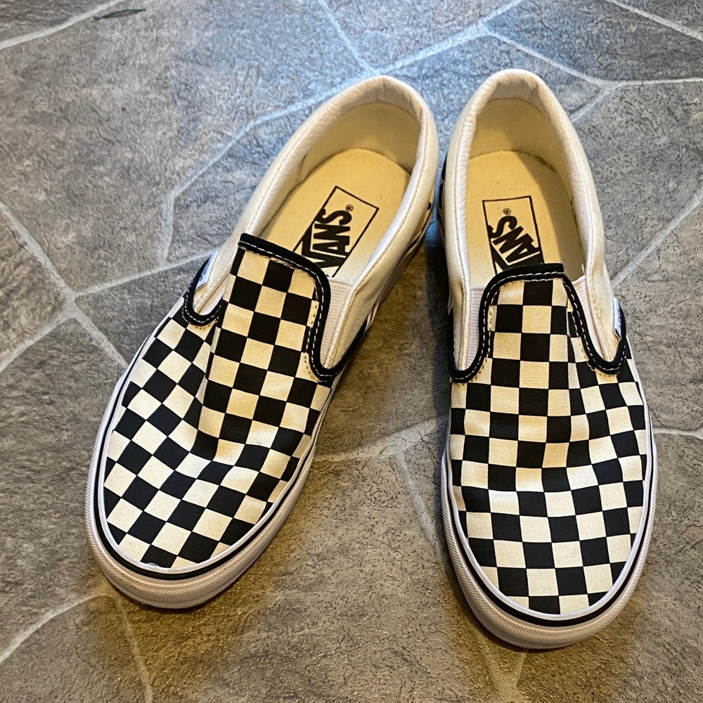 Vans Black and White Checkerboard Slip-Ons